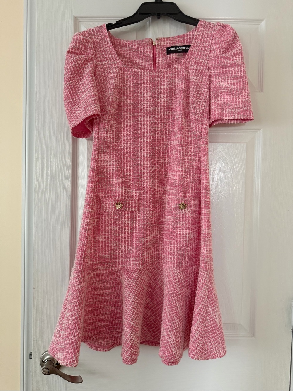 Karl Lagerfeld Pink & White Tweed Shift Dress